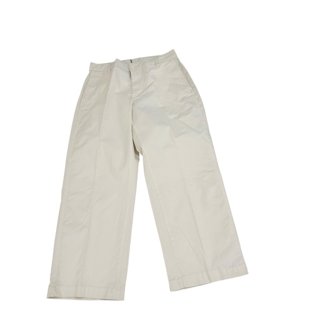 Simons Cream Wide Leg cropped ankle cotton Pants pockets size large